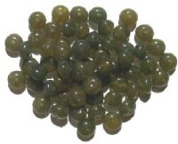 60 6x9mm Milky Dark Olive Marble Glass Spacer Beads